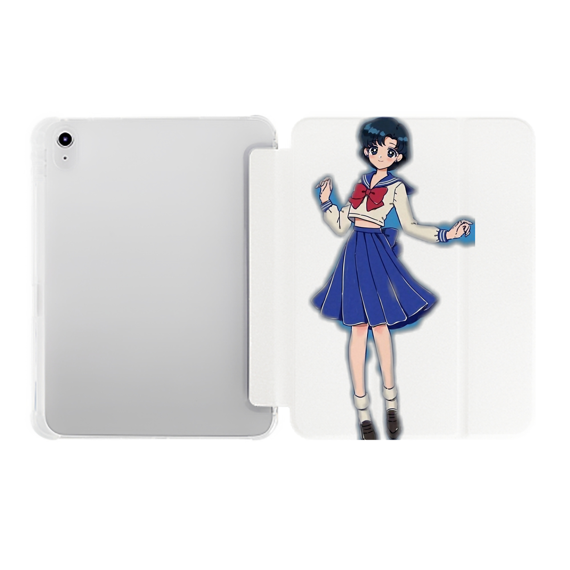 （画像用） 美少女戦士セーラームーン 水野 亜美 みずの あみ Sailor Moon Mizuno Ami IPad ケース ペン収納付き 三つ折りスタンド PUレザー×シリコン 対応機種9.5/10.5/10.9インチ
